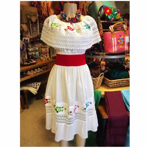 white off the shoulder mexican dress